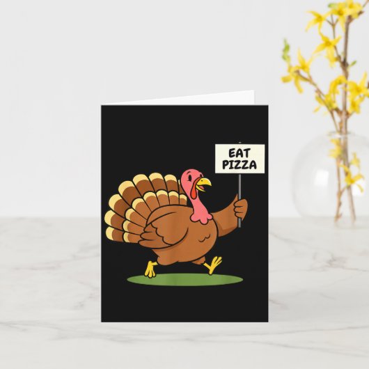 Carte Save A Turkey, Eat Zza Funny Thanksgiving Design F (Fleur jaune)