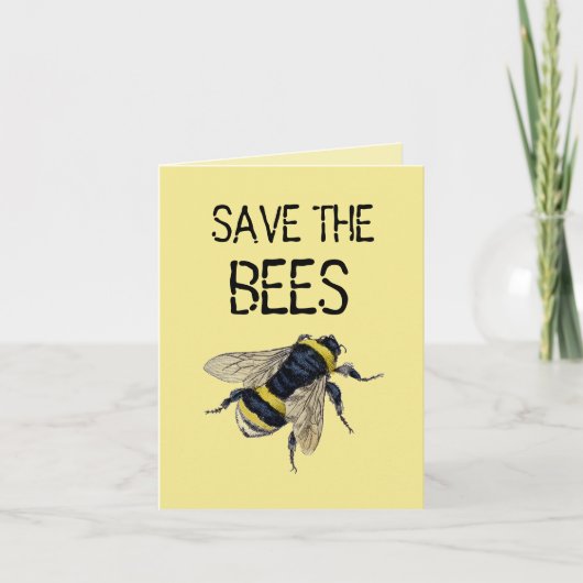 Carte Save the Bees & How to Help Blank Inside Note (Devant)