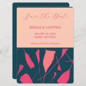 Carte Save The Date avec roses à plat (Devant / Derrière)