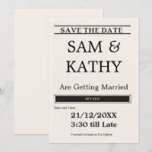 Carte "Save the Date" de journal - Vintage & Uniqu (Devant / Derrière)