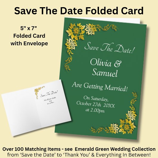 Carte Save The Date - Emerald Green & Gold
