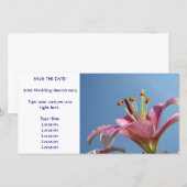 Carte SAVE THE DATE Fleur de Lys Rose Ciel Bleu (Devant / Derrière)