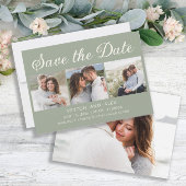 Carte Save the Date mariage 4-Photos 2 faces Vert