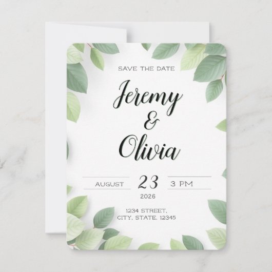 Carte Save The Date Wedding Invite Simple (Devant)