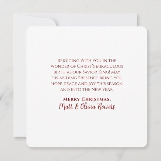 Carte SAVIOR KING Élégant Rouge/Or Noël chrétien (Dos)