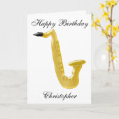 Carte Saxophone Ajouter Un Nom Anniversaire (Fleur jaune)