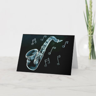 Carte Saxophone And Music Notes