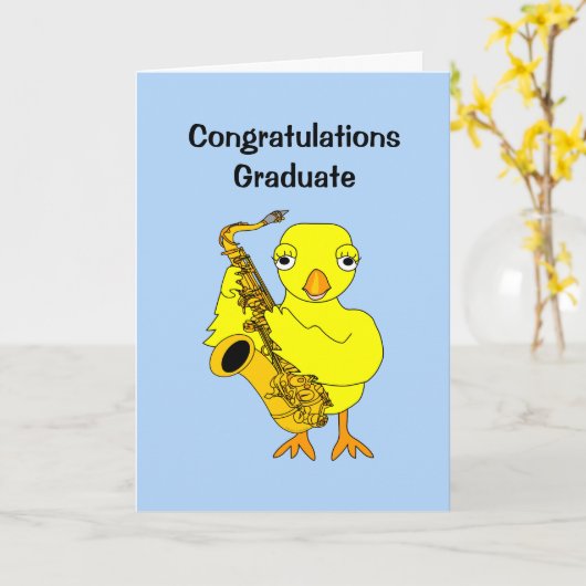 Carte Saxophone Chick (Fleur jaune)