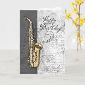 Carte Saxophone cool Musicien Jazz Rock & Roll Anniversa (Fleur jaune)