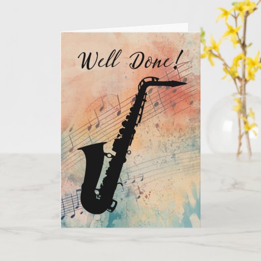 Carte Saxophone Music Performance Félicitations (Fleur jaune)