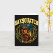 Carte Saxsquatch Bigfoot Saxophone Player Jazz Music Hum (Fleur jaune)