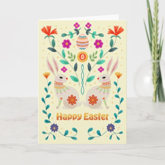 Carte Scandinavian Folk Easter Bunnies (Devant)