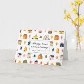 Carte Scandinavian House Pattern Home Anniversaire (Fleur jaune)