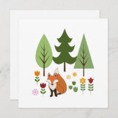 Carte Scandinavian Style Fox Flowers Trees Illustration (Devant / Derrière)