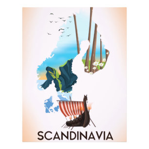 Carte Scandinavie Carte de voyage Viking poster