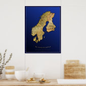 Carte SCANDINAVIE Poster d'art I (Cuisine)