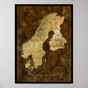 CARTE SCANDINAVIE Poster d'art III