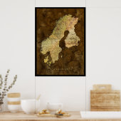 CARTE SCANDINAVIE Poster d'art III (Cuisine)