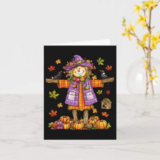 Carte Scarecrow Automne Saison Automne Citrouille Thanks (Fleur jaune)