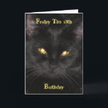 Carte Scary Black Cat Anniversaire vendredi la 13ème car<br><div class="desc">Black Cat - Né vendredi la carte d'anniversaire 13e. C'est mon chat, *Kitty*, et n'a-t-elle pas l'air effrayante avec ses yeux jaunes et brillants ? Parfait pour un anniversaire vendredi 13 ! Cette image a été agrandie et est pixélisée, mais j'ai choisi de la laisser telle quelle parce que je...</div>