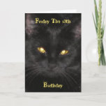 Carte Scary Black Cat Anniversaire vendredi la 13ème car<br><div class="desc">Black Cat - Né vendredi la carte d'anniversaire 13e. C'est mon chat, *Kitty*, et n'a-t-elle pas l'air effrayante avec ses yeux jaunes et brillants ? Parfait pour un anniversaire vendredi 13 ! Cette image a été agrandie et est pixélisée, mais j'ai choisi de la laisser telle quelle parce que je...</div>