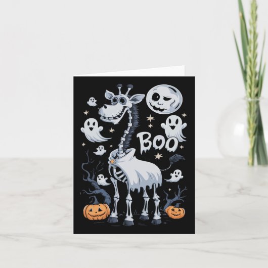 Carte Scary Skeleton Giraffe Dans Ghosts Halloween (Devant)