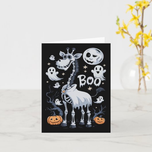 Carte Scary Skeleton Giraffe Dans Ghosts Halloween (Fleur jaune)