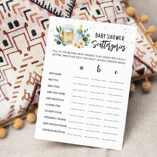 Carte Scattergories Baby Shower 'Baby Is Brewing'