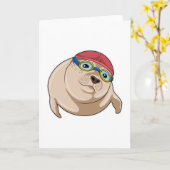 Carte Sceau au Nager avec Lunettes de natation (Fleur jaune)