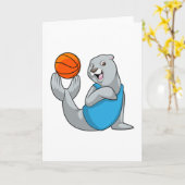 Carte Sceau au sport de basket-ball (Fleur jaune)