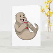 Carte Sceau avec gobelet avec paille (Fleur jaune)