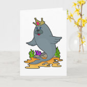 Carte Sceau comme roi avec couronne (Fleur jaune)