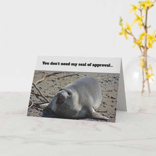 Carte Sceau d'approbation Phoque d'animal marin Phoque d (Fleur jaune)