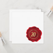 Carte sceau de cire rouge 20e anniversaire (Devant/Arrière en situation)