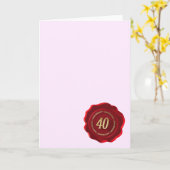 Carte sceau de cire rouge pour 40e anniversaire (Fleur jaune)