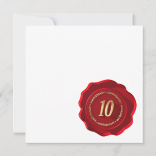 Carte scellé de cire rouge pour 10e anniversaire