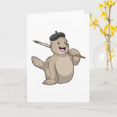 Carte Sceller comme peintre avec pinceau (Fleur jaune)