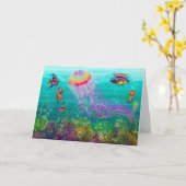 Carte Scène aquatique avec méduse (Fleur jaune)