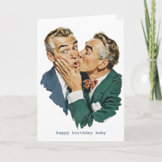 Carte Scène de baiser surprise d'humour vintage