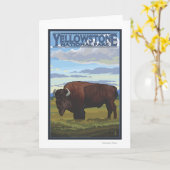 Carte Scène de bison - parc national de Yellowstone (Fleur jaune)