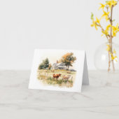 Carte Scène de campagne avec un champ de vaches BLANC (Fleur jaune)