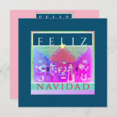 Carte Scène de Feliz Navidad Creche (Devant / Derrière)