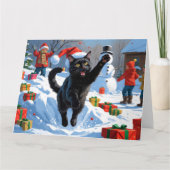Carte Scène de fête de Noël de chat noir (Devant)