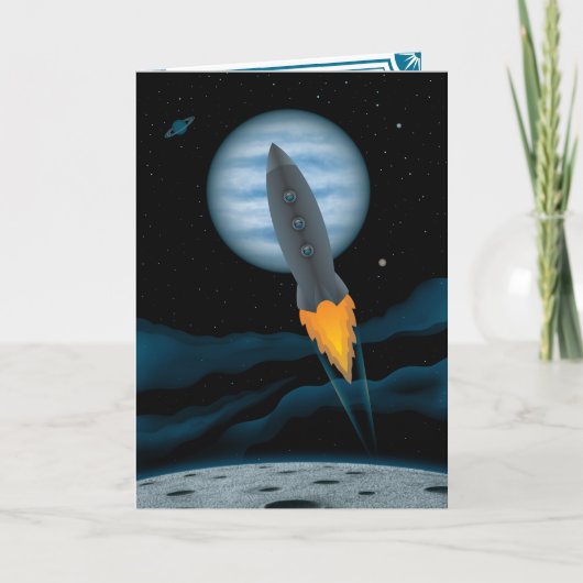 Carte Scène de fusée spatiale pour la fête des pères (Devant)