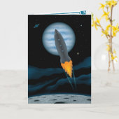 Carte Scène de fusée spatiale pour la fête des pères (Fleur jaune)