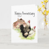 Carte Scène de la ferme de poulets et de grange Annivers (Fleur jaune)