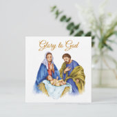 Carte Scène de la Nativité avec Gloire à Dieu texte (Debout devant)