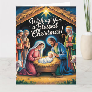 Carte Scène de la Nativité Vœux de Noël