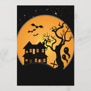 Carte scène de maison hantée halloween effrayante vecteu