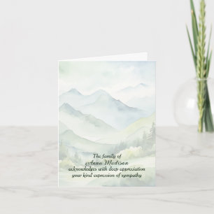 Carte Scène de montagne à l'aquarelle de remerciement de